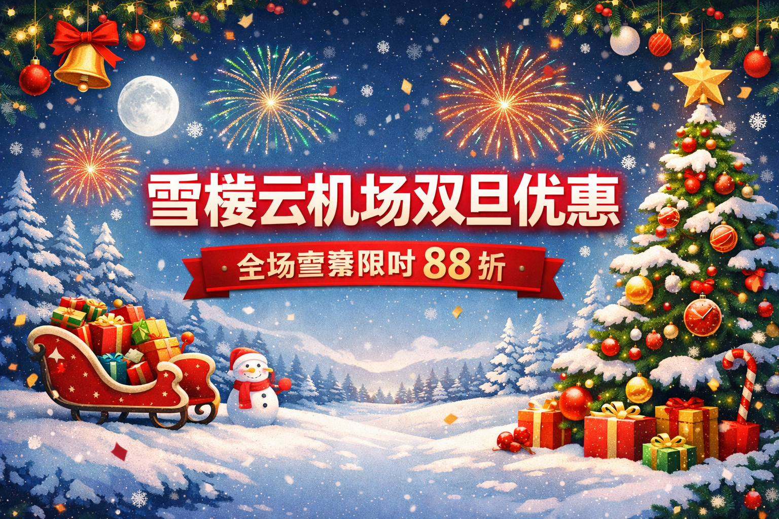  雪橇云机场双旦优惠活动上线：全场套餐限时 88 折